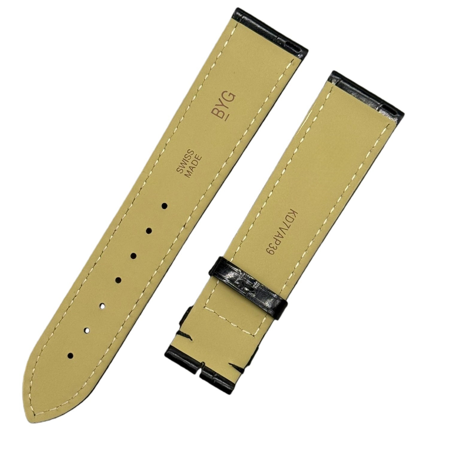 Custom Handmade Black Glossy Alligator Leather Watch Strap for Cartier Tank London W5200005