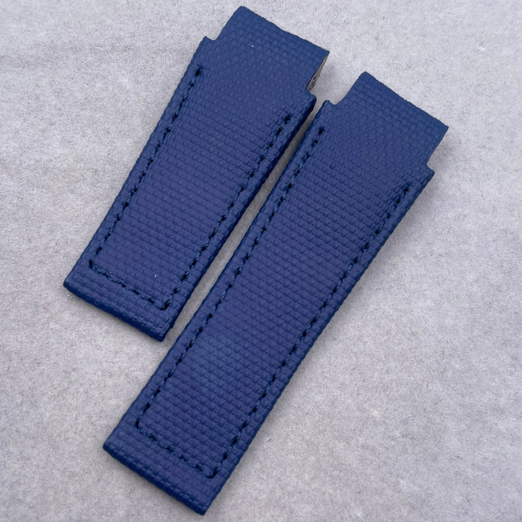 Custom Handmade Indigo Nylon Texture Fluororubber Folding Watch Strap for Ulysse Nardin Marine Chronograph (Men's, 42mm Case)