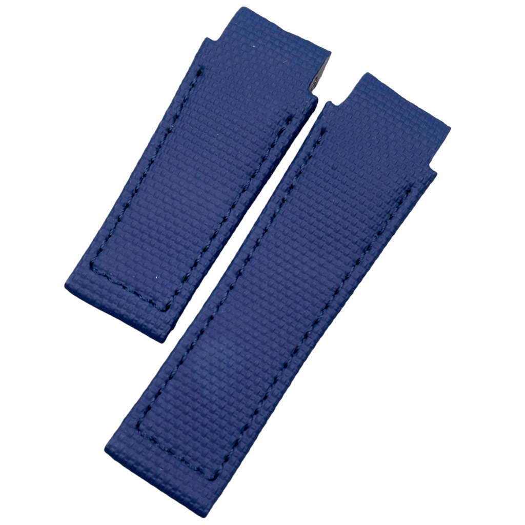 Custom Handmade Indigo Nylon Texture Fluororubber Folding Watch Strap for Ulysse Nardin Marine Chronograph (Men's, 42mm Case)
