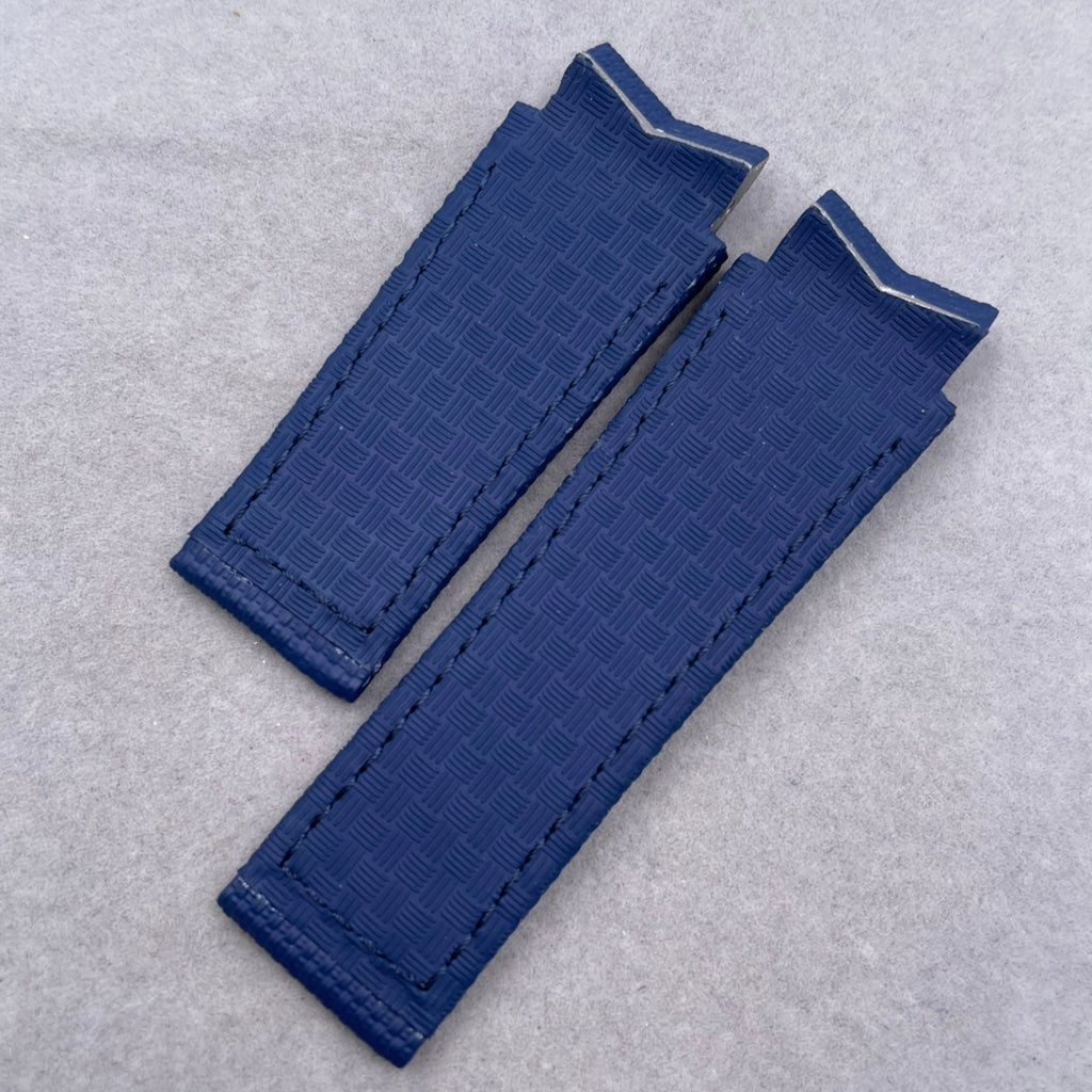 Custom Handmade Indigo Nylon Texture Fluororubber Folding Watch Strap for Ulysse Nardin Marine Chronograph (Men's, 42mm Case)