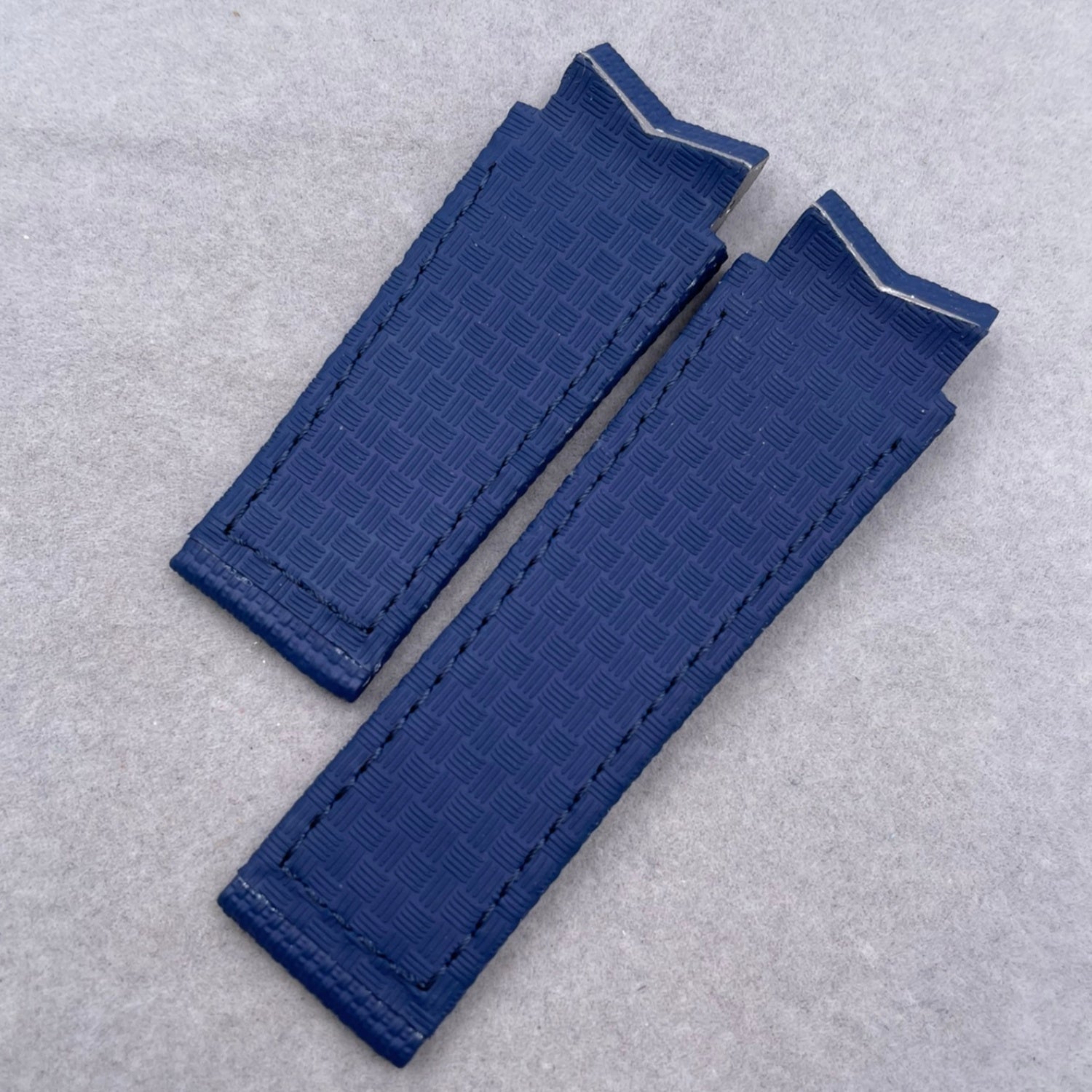 Custom Handmade Indigo Nylon Texture Fluororubber Folding Watch Strap for Ulysse Nardin Marine Chronograph (Men's, 42mm Case)