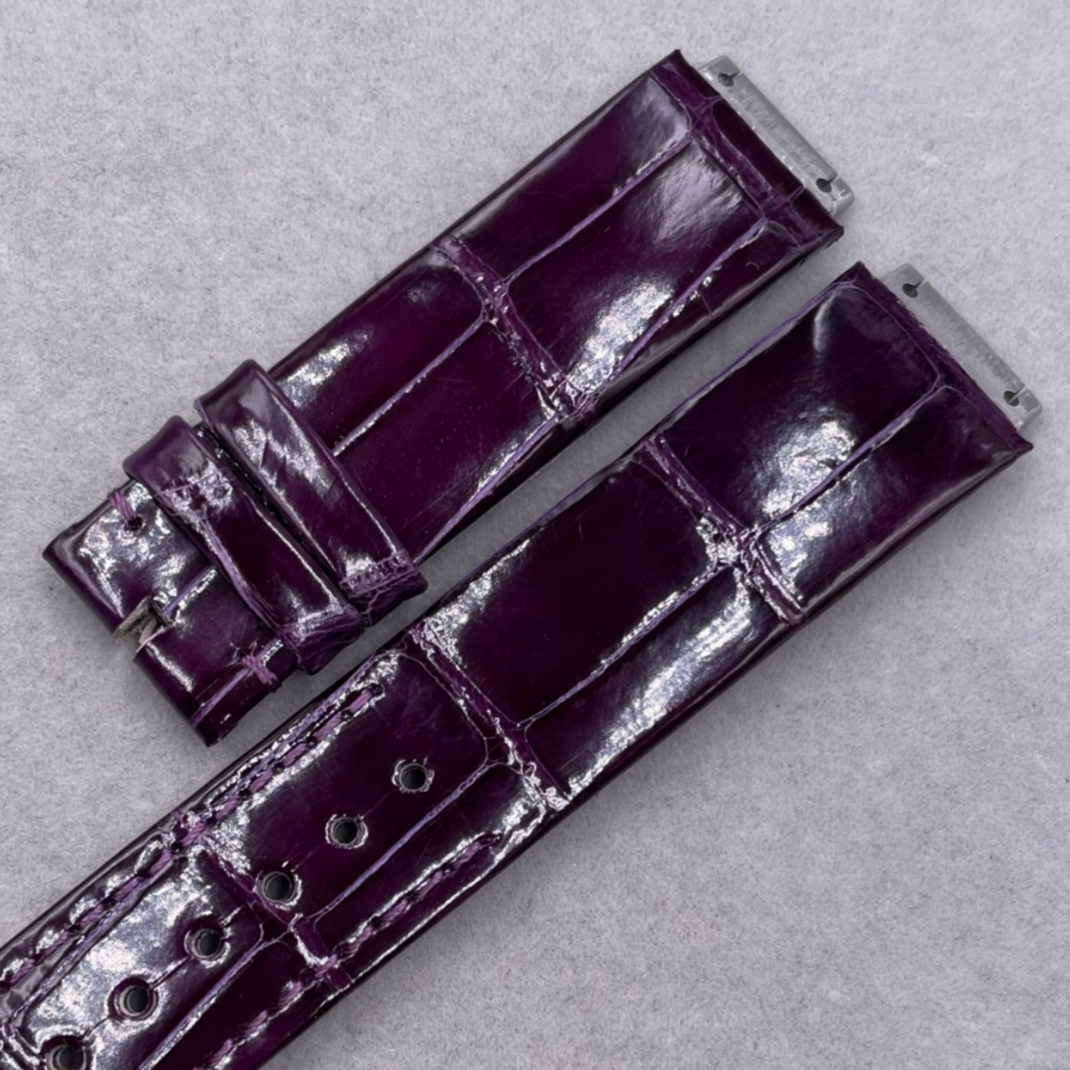 Compatible with Hublot 565 Purple Crocodile Leather Watch Strap
