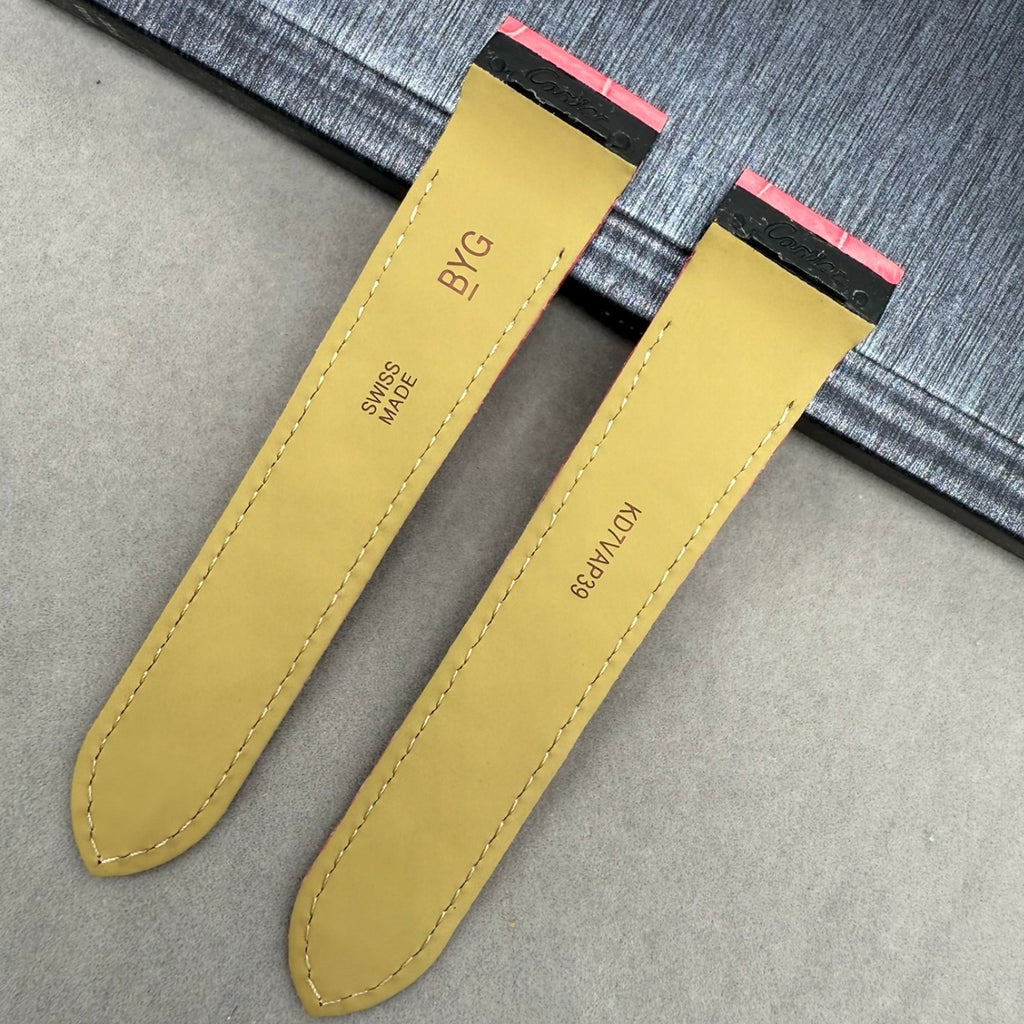 Fits Cartier Santos 100 W20126X8 Summer Pink ALLIGATOR Foldover Handmade Custom Watch Strap