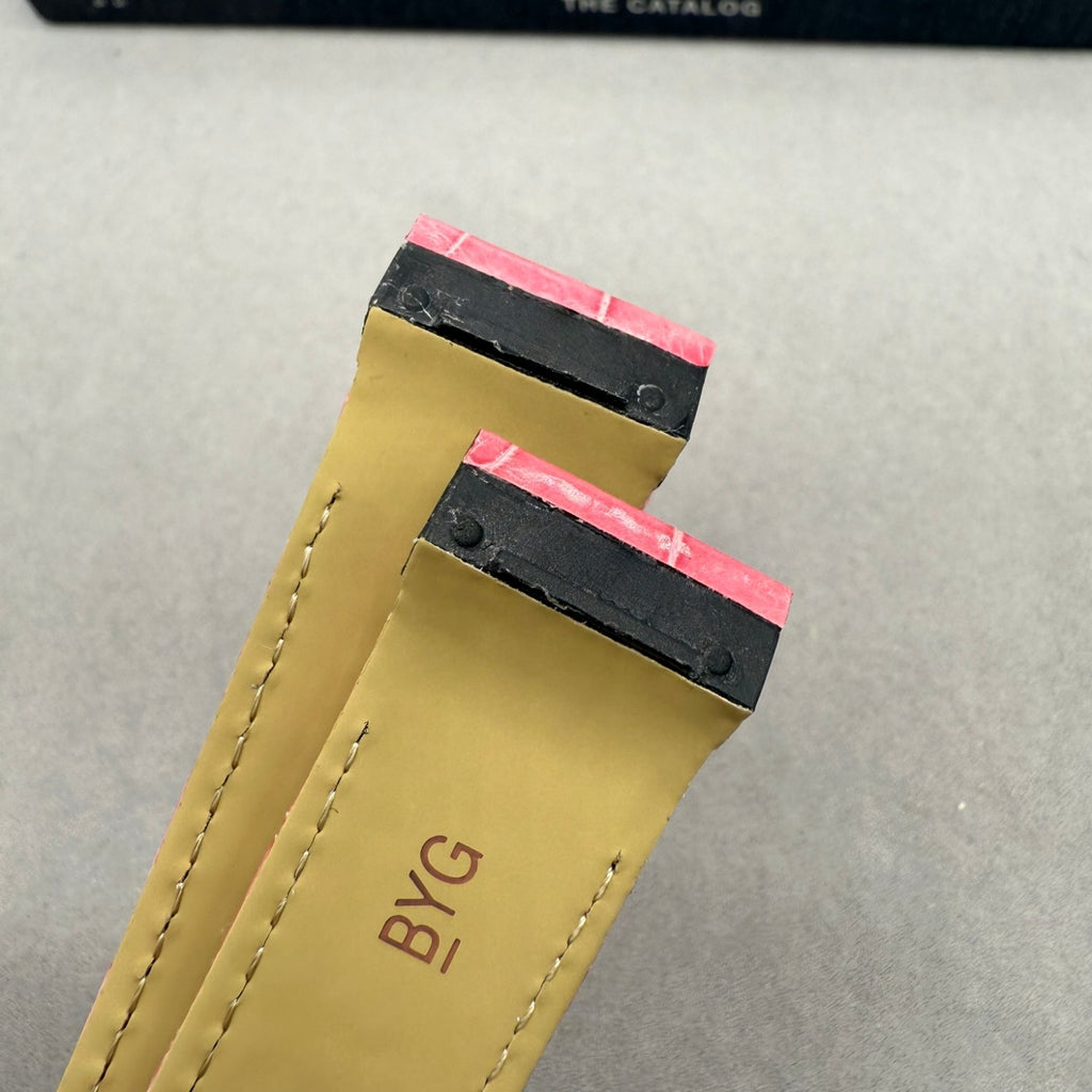 Fits Cartier Santos 100 W20126X8 Summer Pink ALLIGATOR Foldover Handmade Custom Watch Strap
