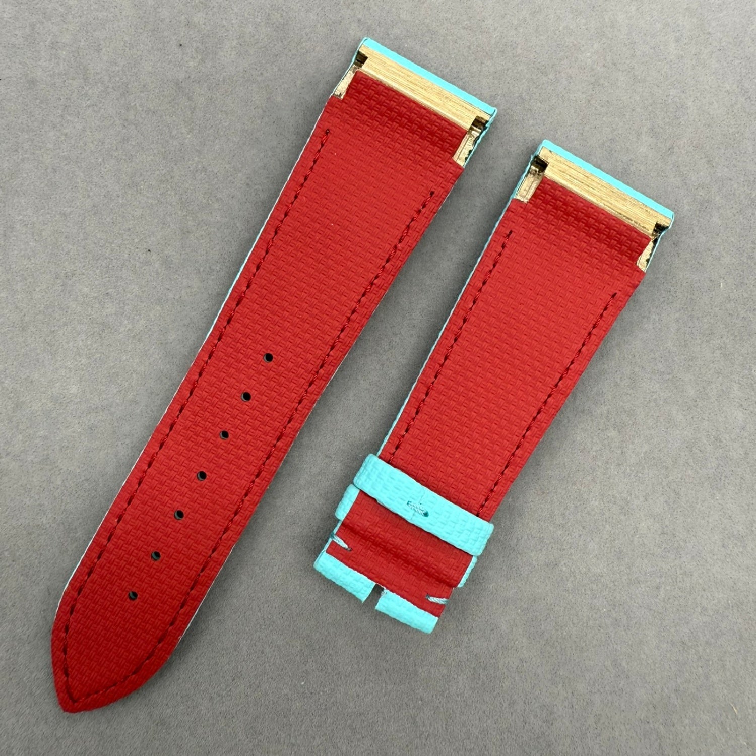 Fits Franck Muller 9990 Tiffany Blue Nylon Fluororubber Handmade Custom Rubber Watch Strap with End Grain