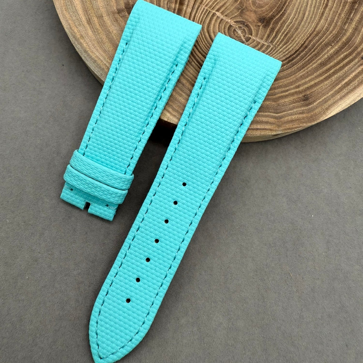 Fits Franck Muller 9990 Tiffany Blue Nylon Fluororubber Handmade Custom Rubber Watch Strap with End Grain