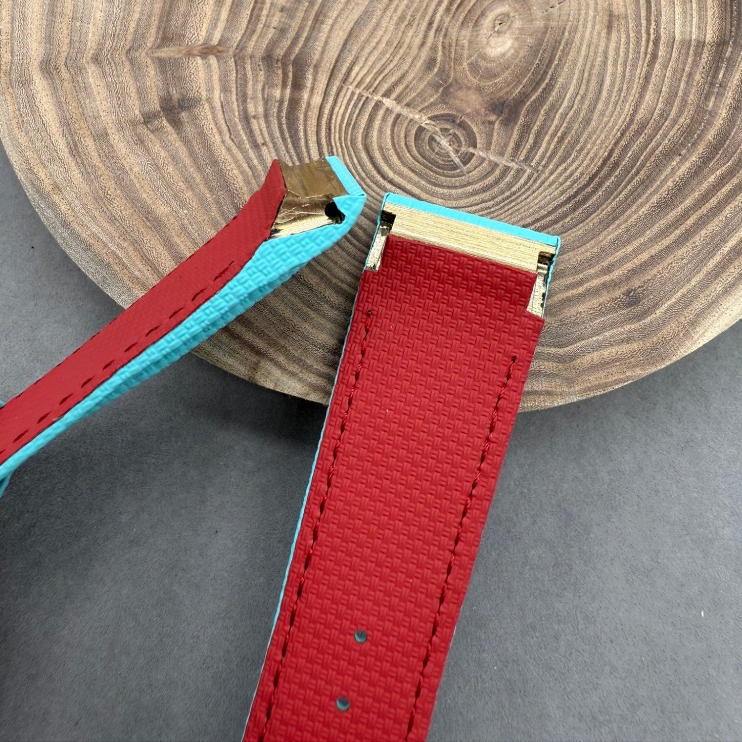 Fits Franck Muller 9990 Tiffany Blue Nylon Fluororubber Handmade Custom Rubber Watch Strap with End Grain