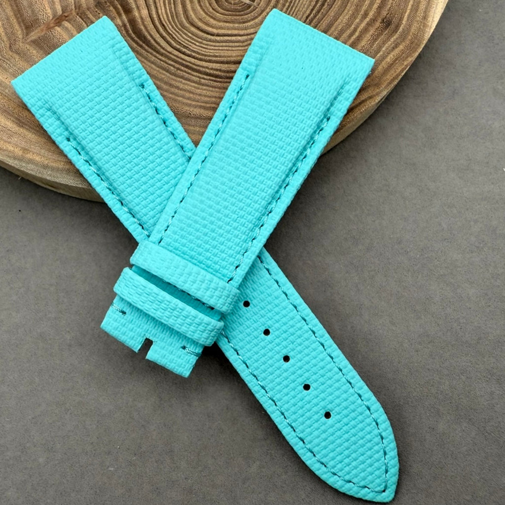 Fits Franck Muller 9990 Tiffany Blue Nylon Fluororubber Handmade Custom Rubber Watch Strap with End Grain