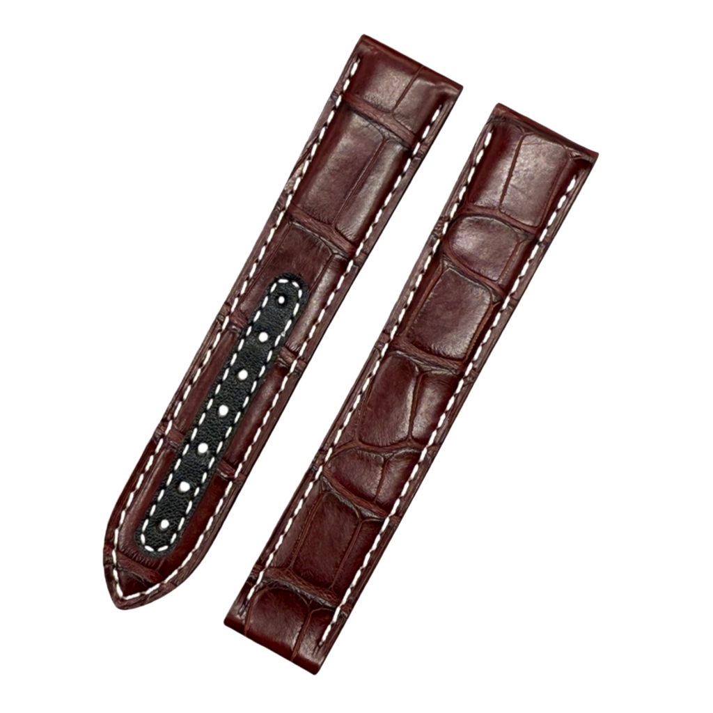 Compatible with Omega Seamaster Speedmaster Series Brown ALLIGATOR Folding Handmade Strap
