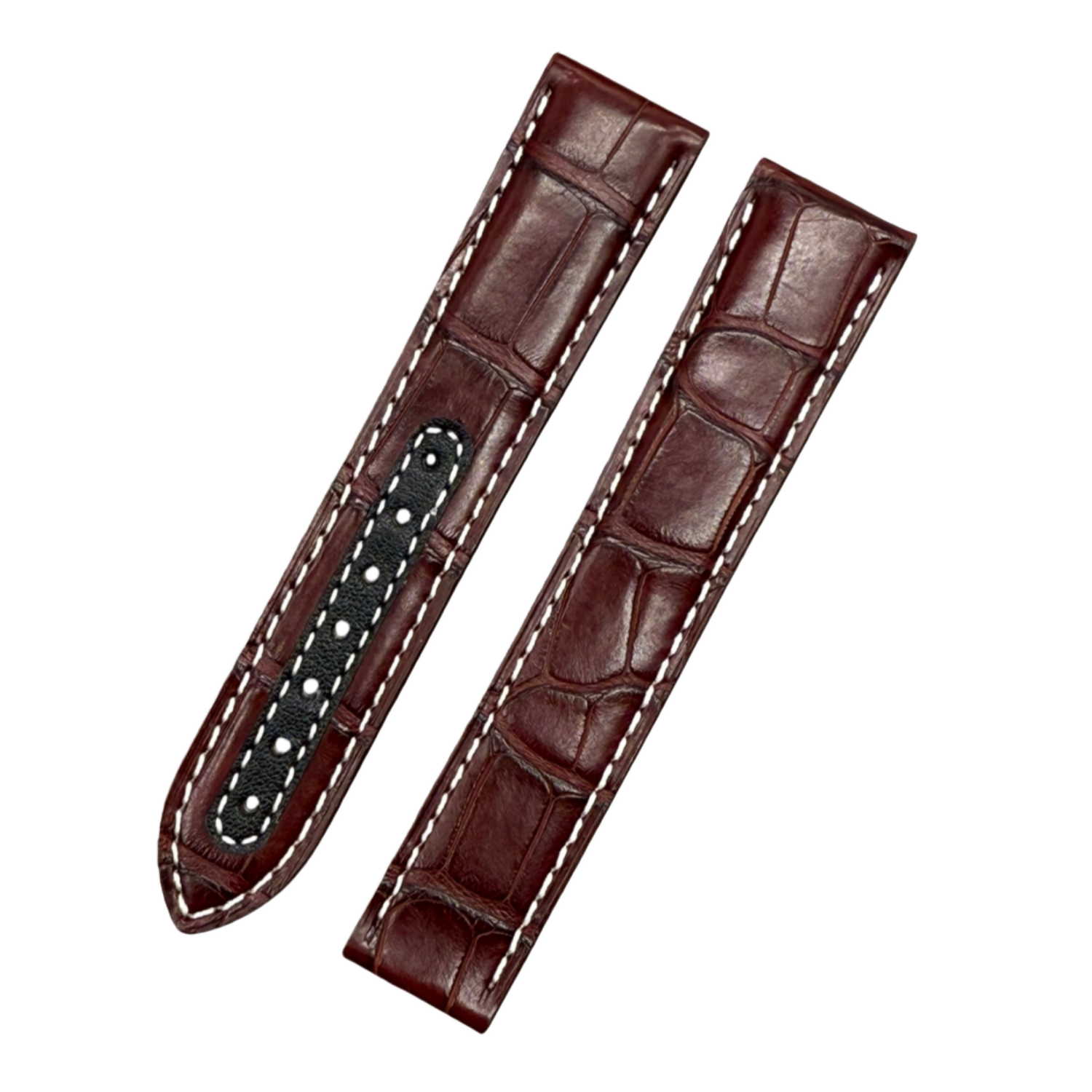 Compatible with Omega Seamaster Speedmaster Series Brown ALLIGATOR Folding Handmade Strap