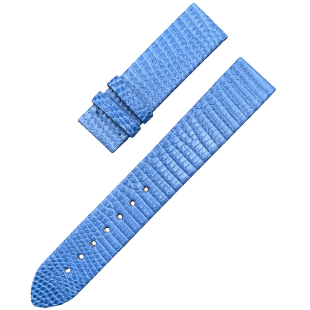 Custom Handcrafted SKY BLUE & BLACK LIZARD SKIN Strap for Blancpain Villeret Moonphase 6102