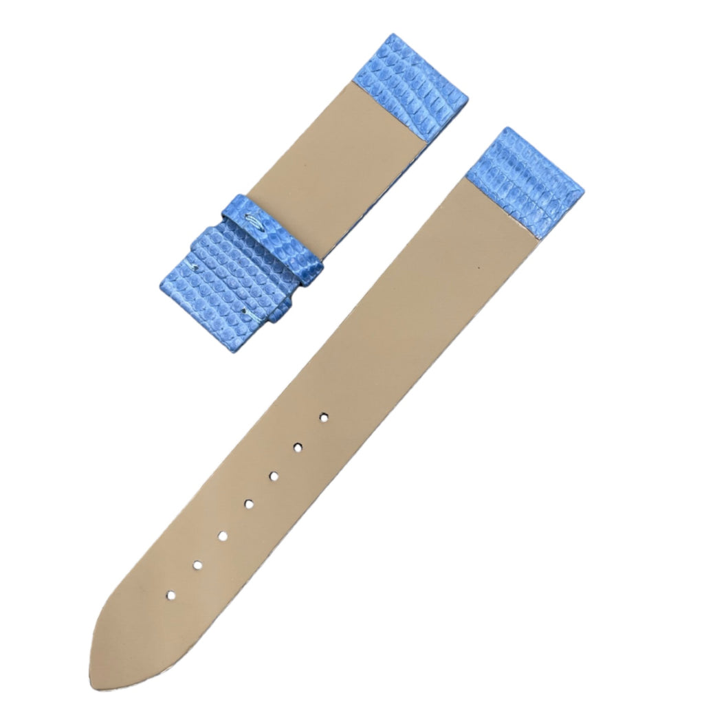 Custom Handcrafted SKY BLUE & BLACK LIZARD SKIN Strap for Blancpain Villeret Moonphase 6102
