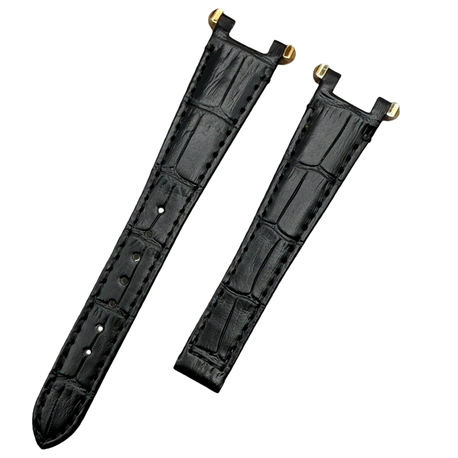 Fits Cartier Pasha WJPA0033 Black ALLIGATOR Genuine Leather Watch Strap Customized (Old Strap Required for Mailing)
