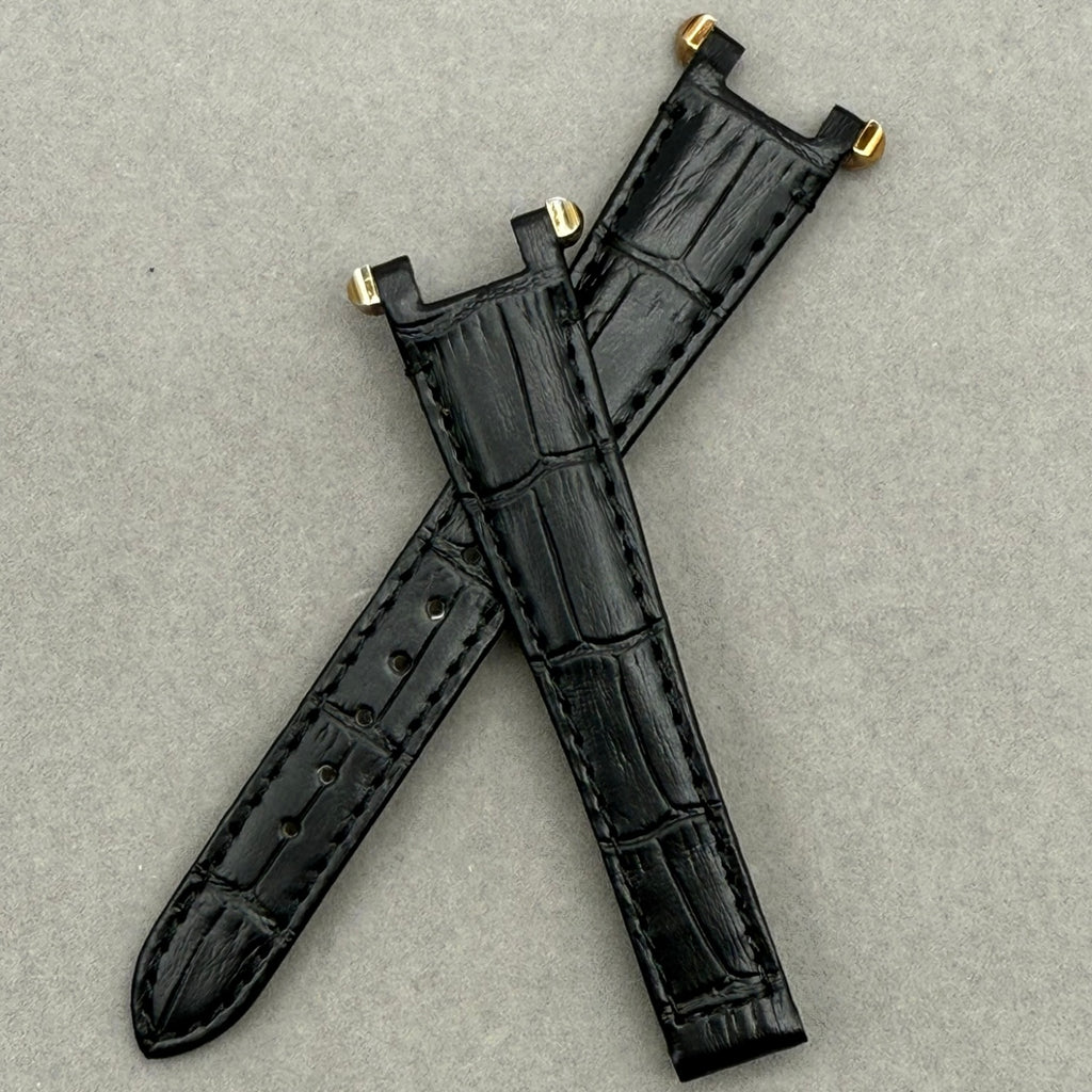 Fits Cartier Pasha WJPA0033 Black ALLIGATOR Genuine Leather Watch Strap Customized (Old Strap Required for Mailing)