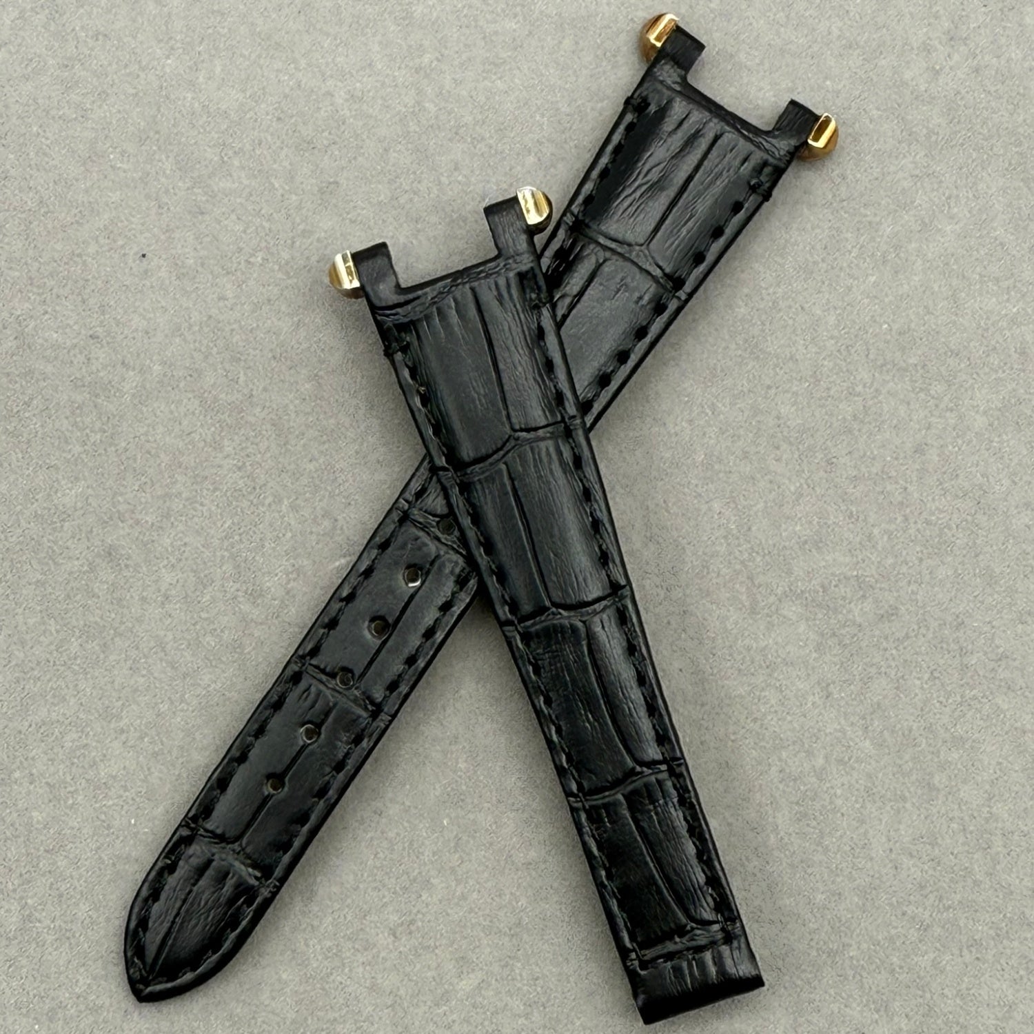 Fits Cartier Pasha WJPA0033 Black ALLIGATOR Genuine Leather Watch Strap Customized (Old Strap Required for Mailing)