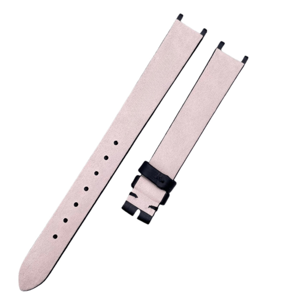 Custom Handmade Black & Blue Silk & Leather Watch Strap with Concave Cut for Van Cleef & Arpels VCA22000 Series