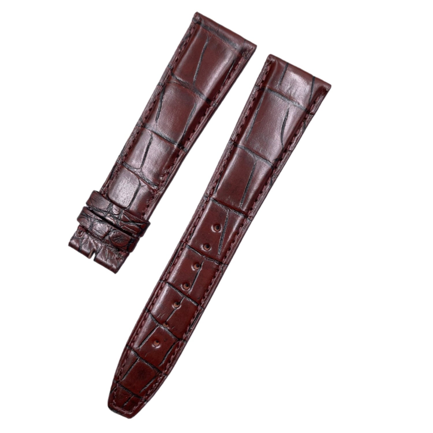 Custom Handcrafted HIGH-GLOSS BROWN ALLIGATOR Leather Strap for Breitling Premier Collection