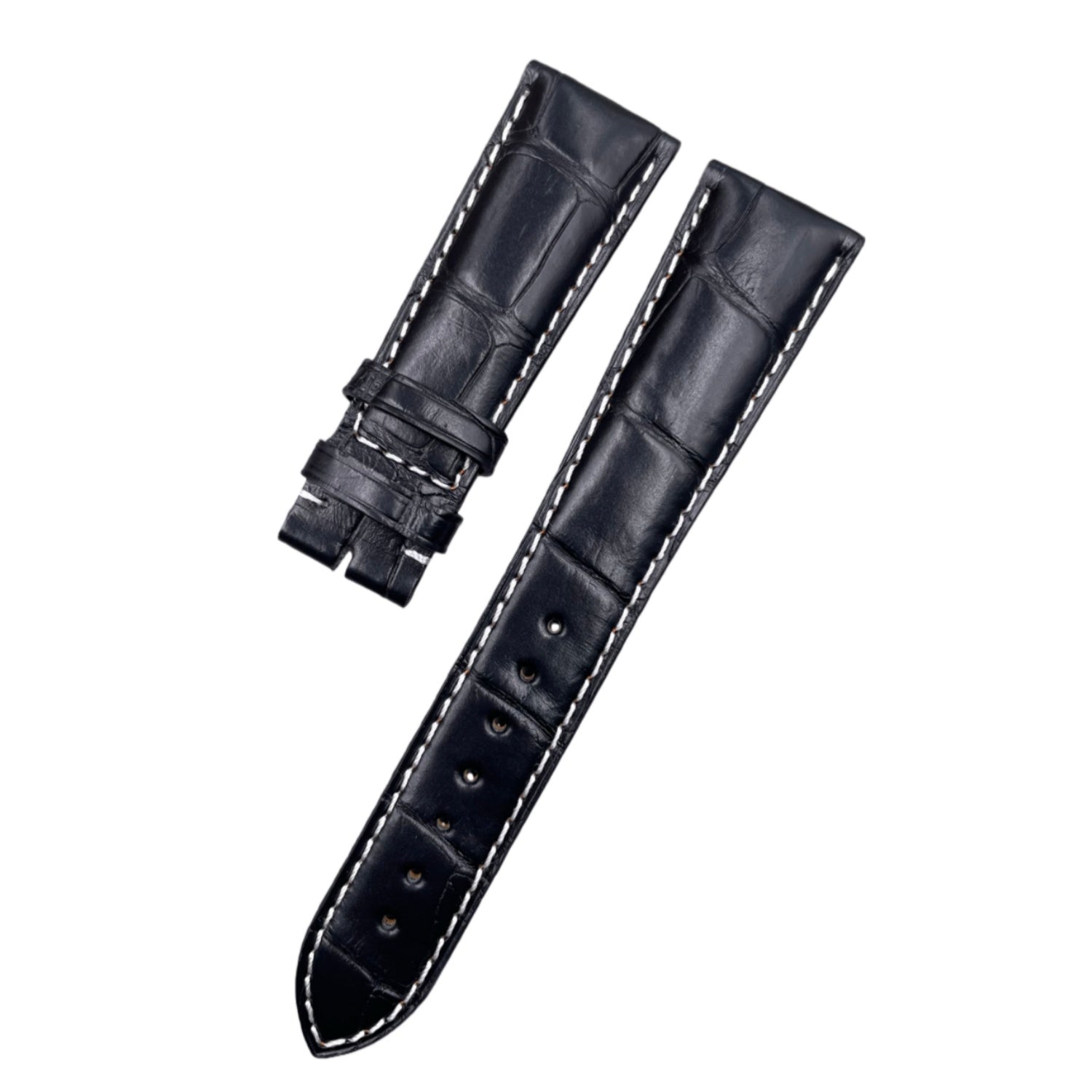 Custom Handcrafted HIGH-GLOSS BROWN ALLIGATOR Leather Strap for Breitling Premier Collection