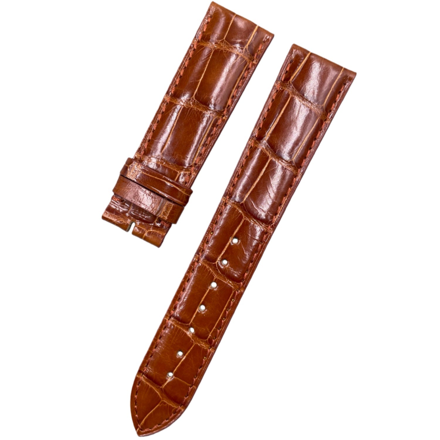 Custom Handcrafted HIGH-GLOSS BROWN ALLIGATOR Leather Strap for Breitling Premier Collection