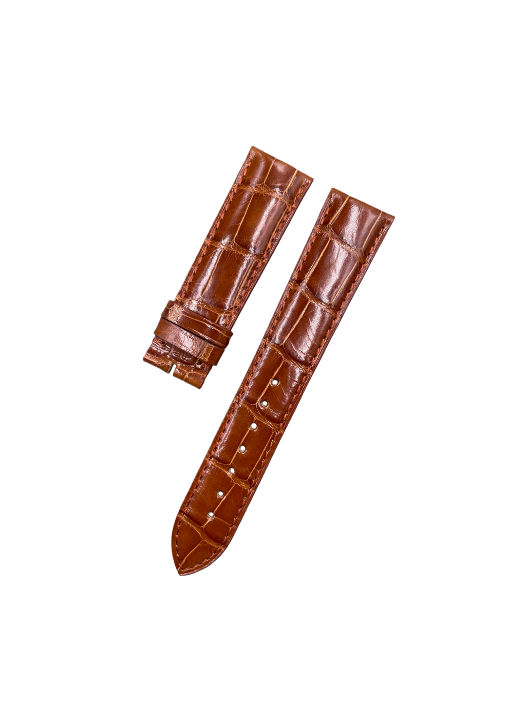 Custom Handcrafted HIGH-GLOSS BROWN ALLIGATOR Leather Strap for Breitling Premier Collection