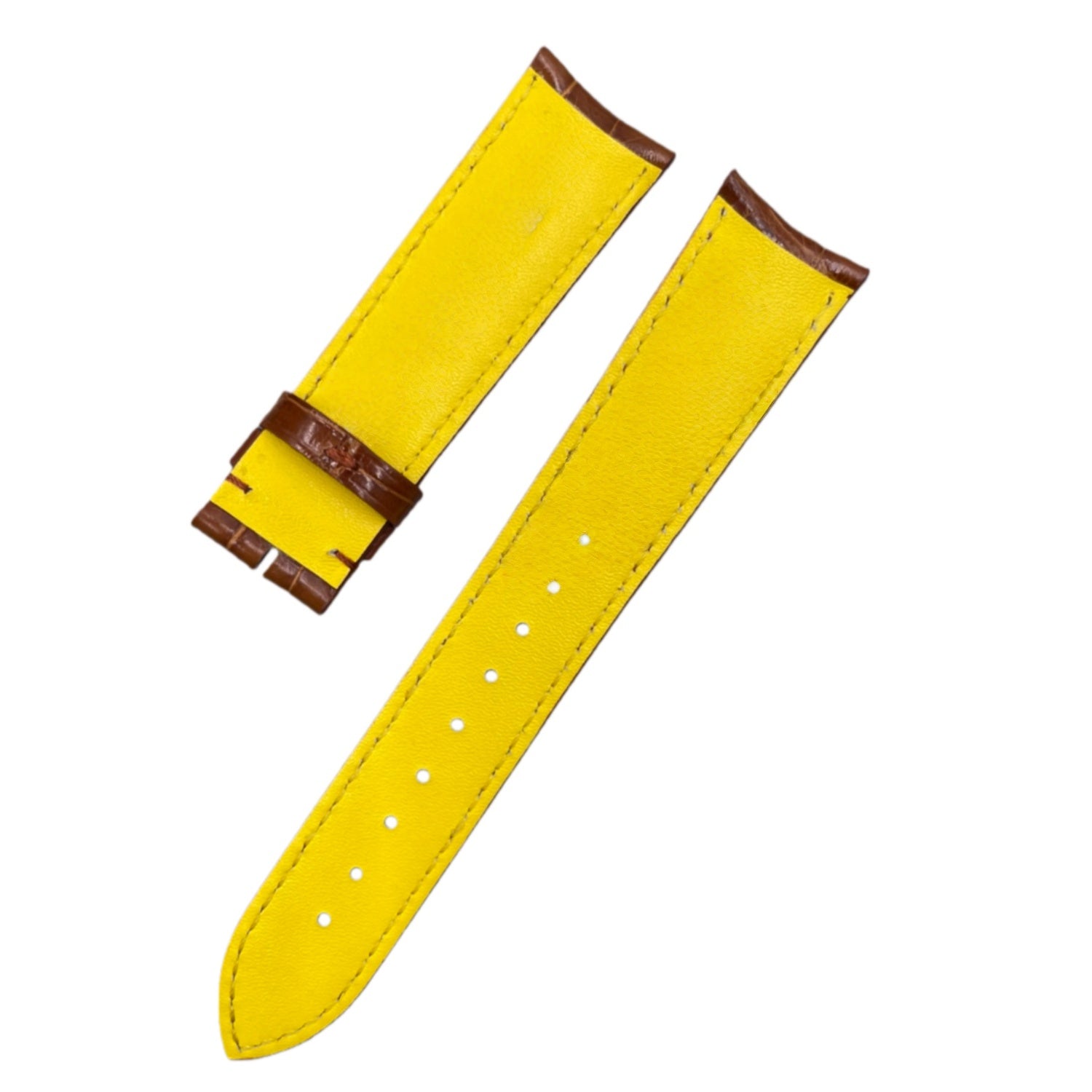 Custom Handcrafted HIGH-GLOSS BROWN ALLIGATOR Leather Strap for Breitling Premier Collection