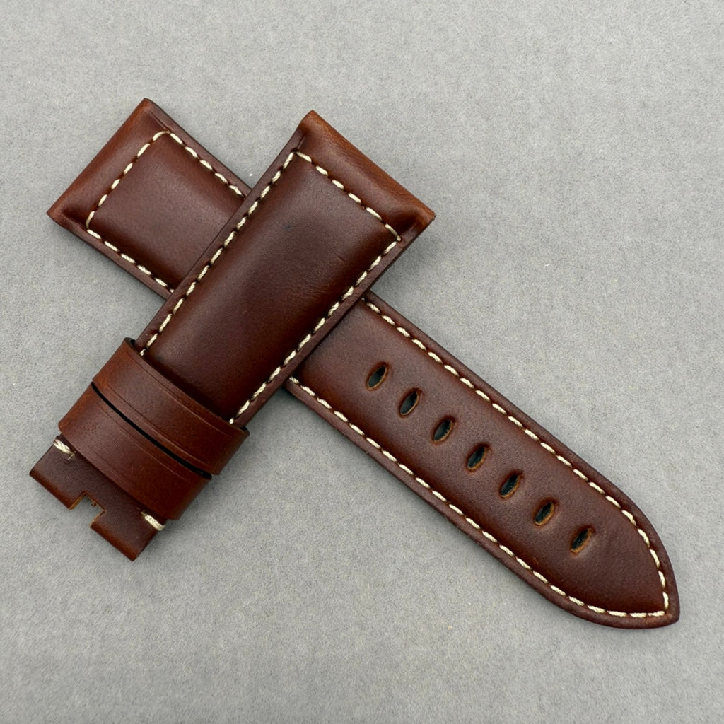 Compatible with Panerai Luminor Brown Crazy Horse Leather Handmade Custom Strap