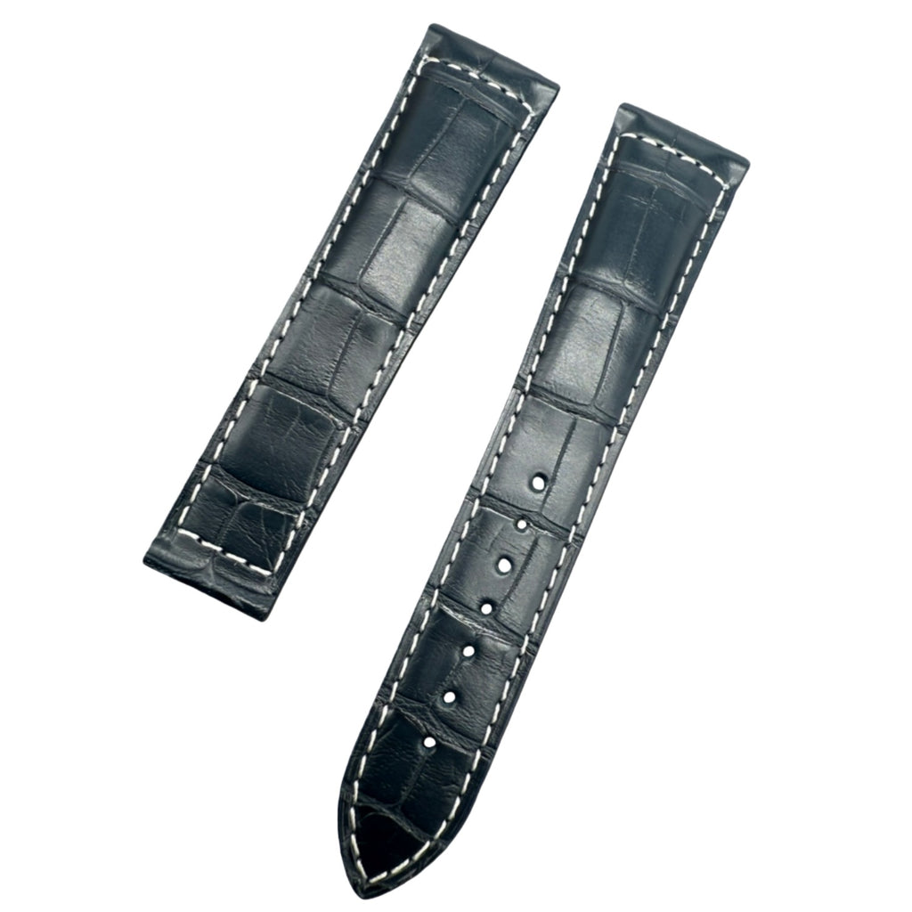 Fits Longines Pioneer L3.810.4.93.0 Deep Blue ALLIGATOR Foldover Handmade Custom Genuine Leather Watch Strap