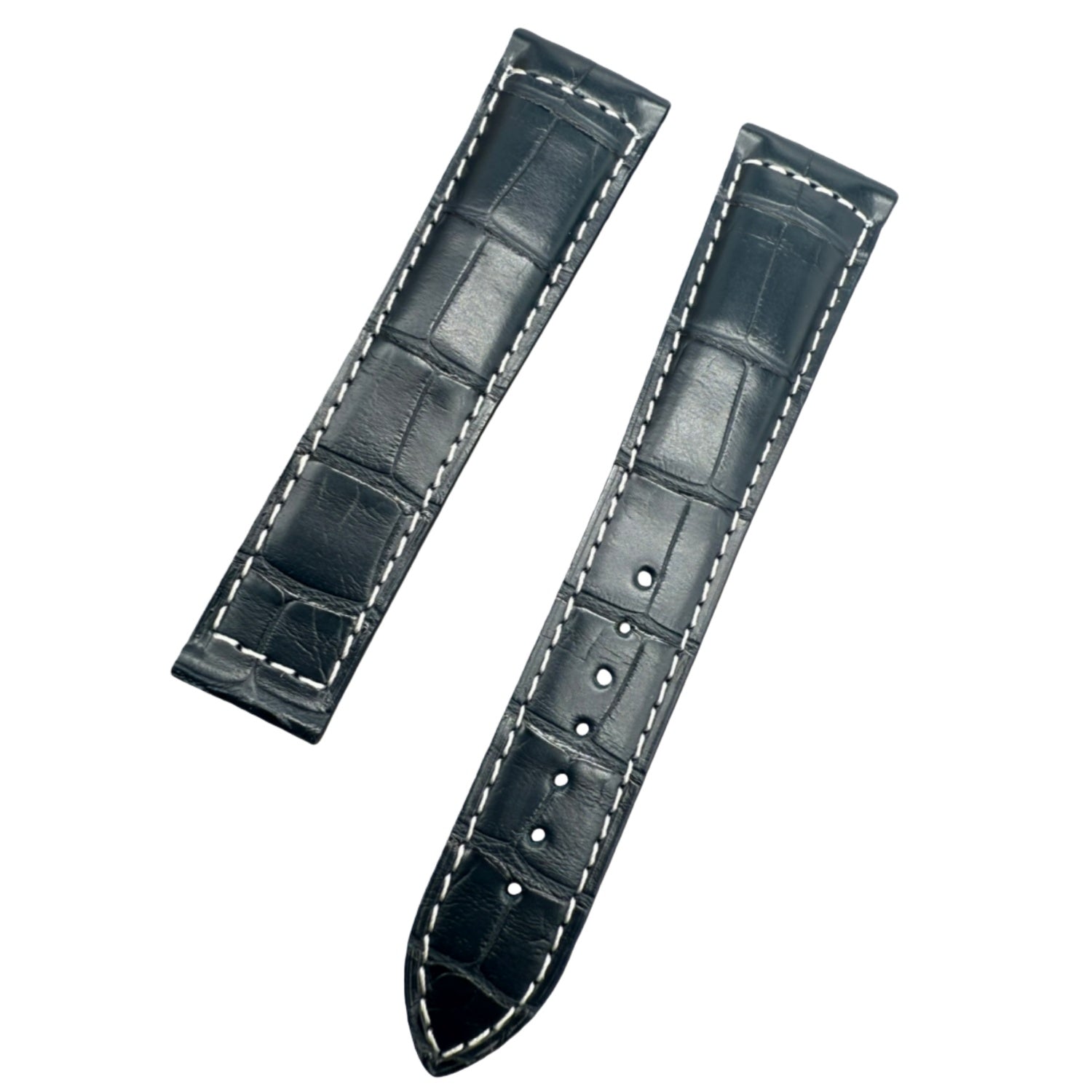 Fits Longines Pioneer L3.810.4.93.0 Deep Blue ALLIGATOR Foldover Handmade Custom Genuine Leather Watch Strap