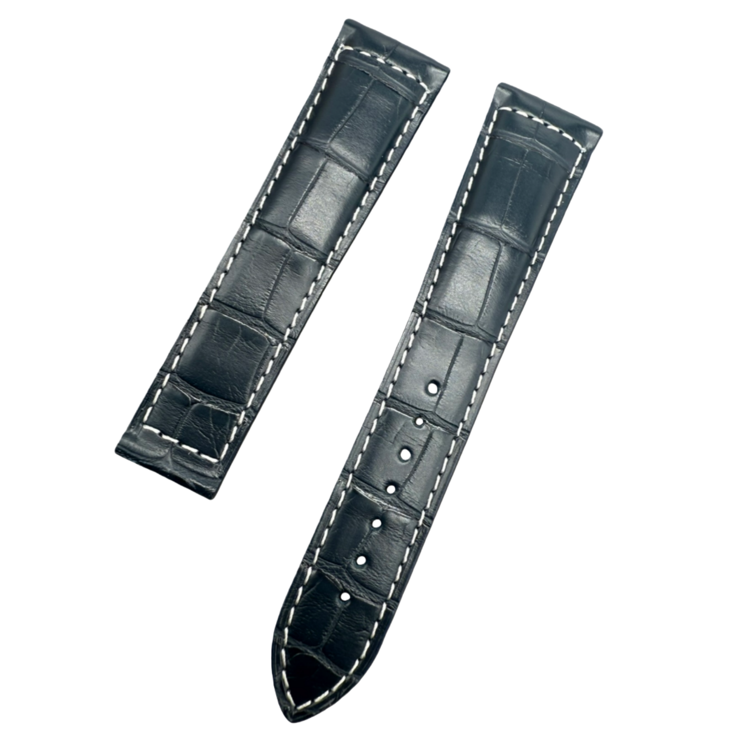 Fits Longines Pioneer L3.810.4.93.0 Deep Blue ALLIGATOR Foldover Handmade Custom Genuine Leather Watch Strap
