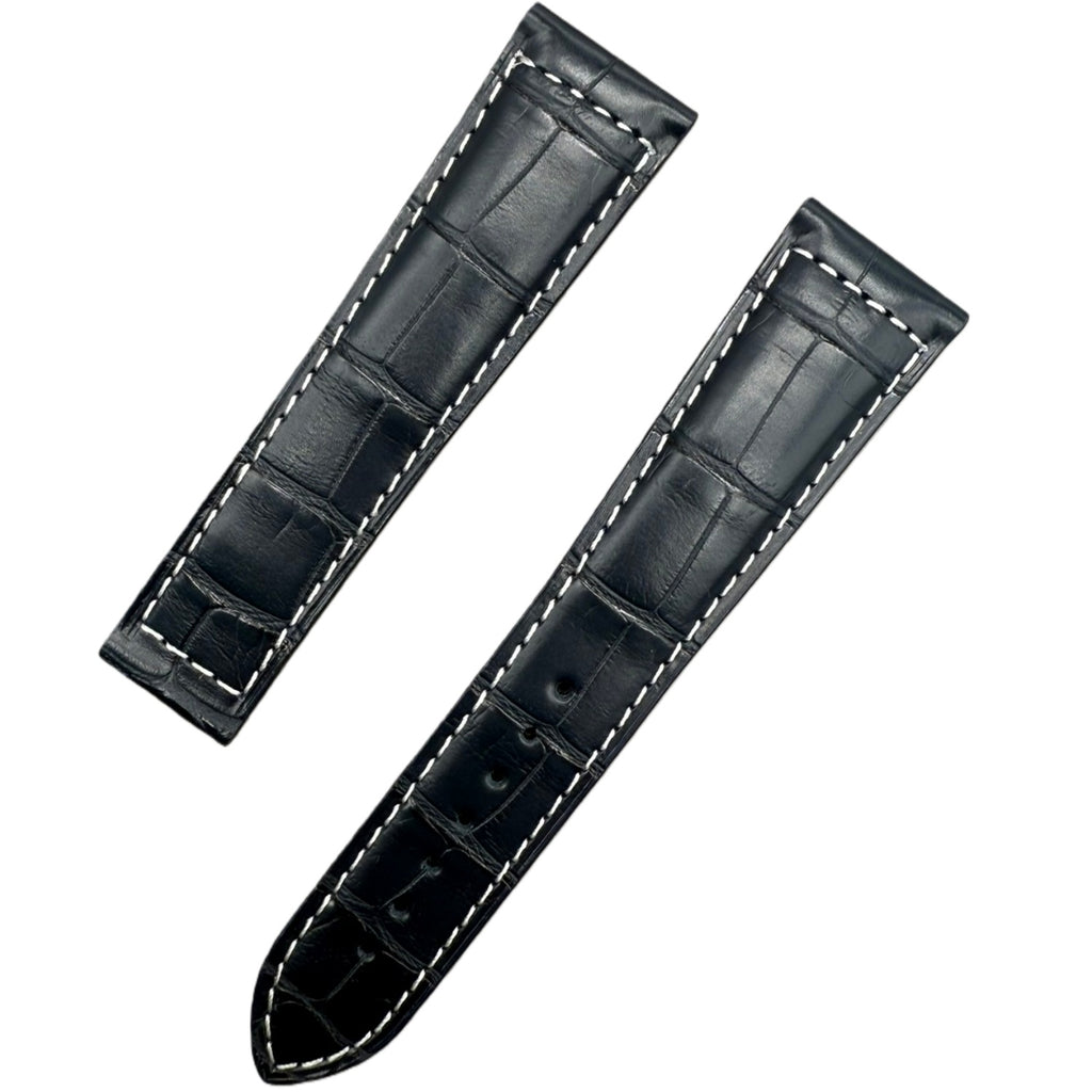 Fits Longines Pioneer L3.810.4.93.0 Deep Blue ALLIGATOR Foldover Handmade Custom Genuine Leather Watch Strap