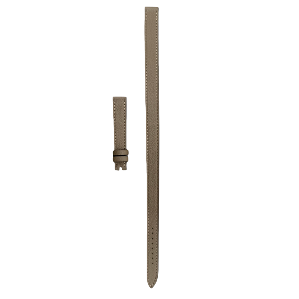 Custom Handcrafted Double-Wrap ELEPHANT GREY PALM-GRAINED COW LEATHER Strap for Hermès