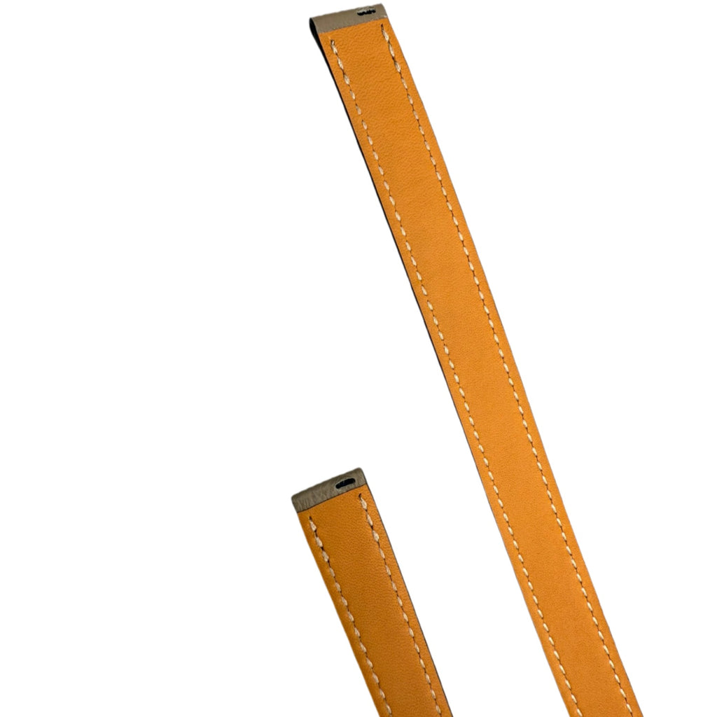 Custom Handcrafted Double-Wrap ELEPHANT GREY PALM-GRAINED COW LEATHER Strap for Hermès