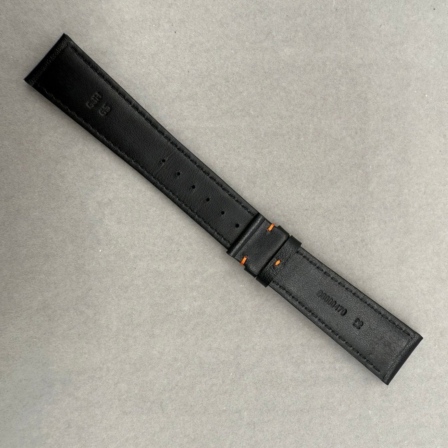 Handcrafted Custom Black Plain Cowhide & Orange Perforated Leather Watch Strap for Omega Speedmaster Limited Edition - Black & Orange