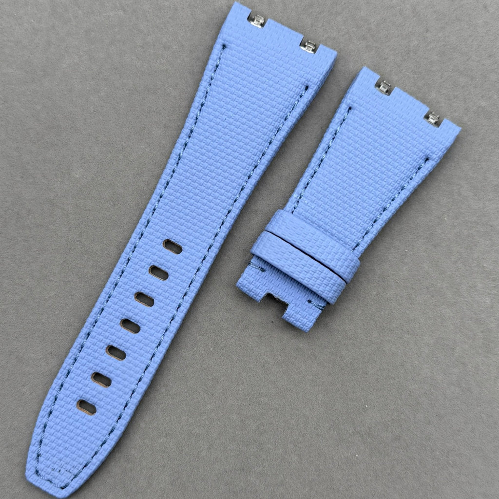 Handcrafted Light Blue Nylon-Fluororubber Quick-Release Watch Strap for Audemars Piguet 26420 15720