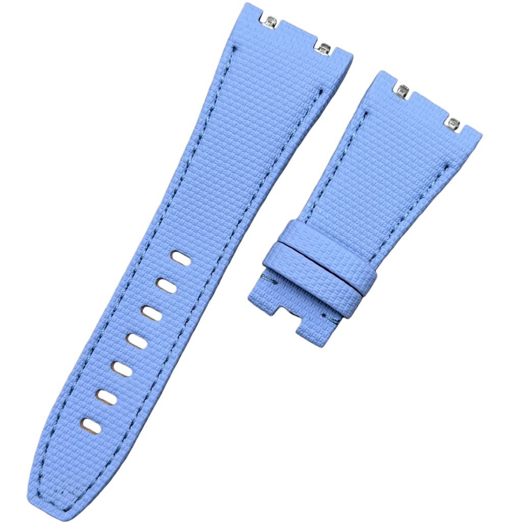 Handcrafted Light Blue Nylon-Fluororubber Quick-Release Watch Strap for Audemars Piguet 26420 15720