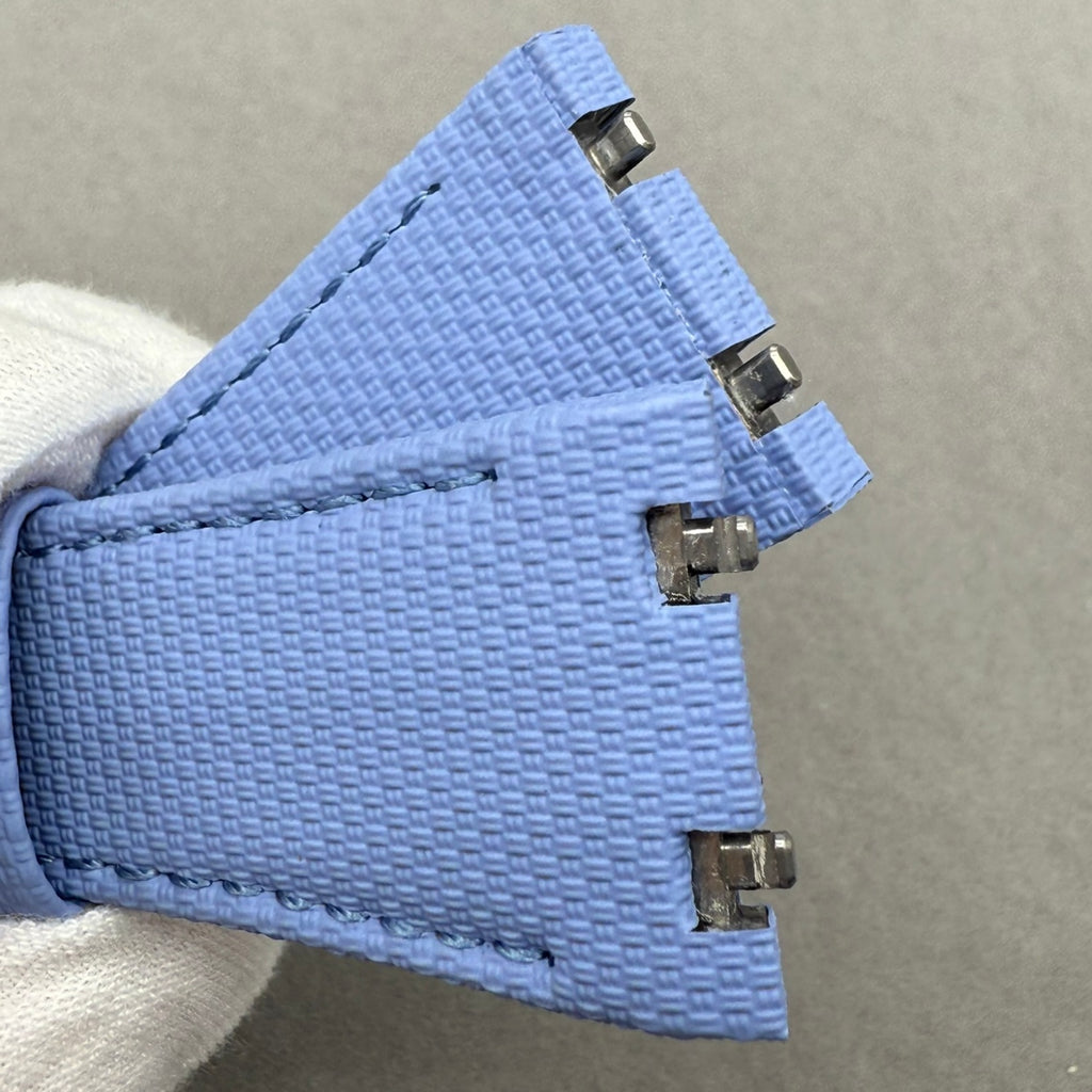 Handcrafted Light Blue Nylon-Fluororubber Quick-Release Watch Strap for Audemars Piguet 26420 15720