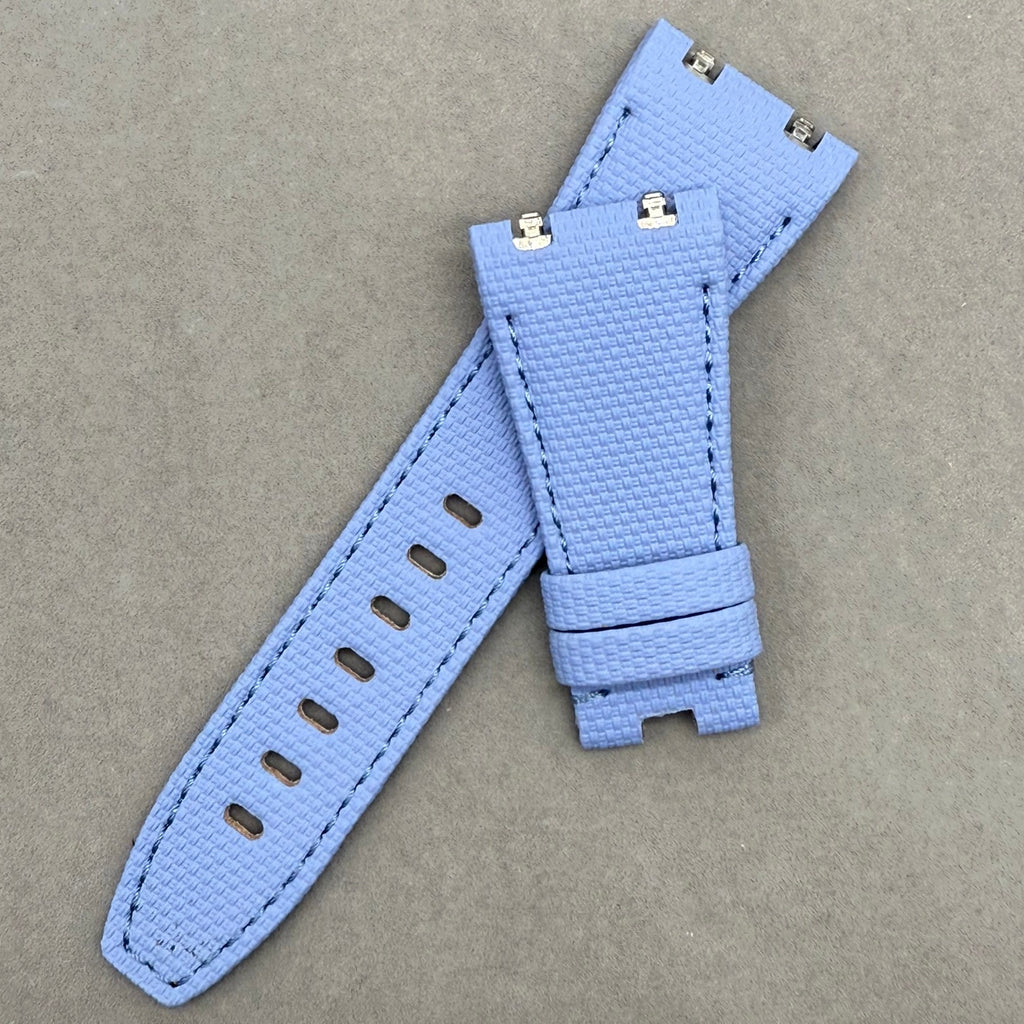 Handcrafted Light Blue Nylon-Fluororubber Quick-Release Watch Strap for Audemars Piguet 26420 15720