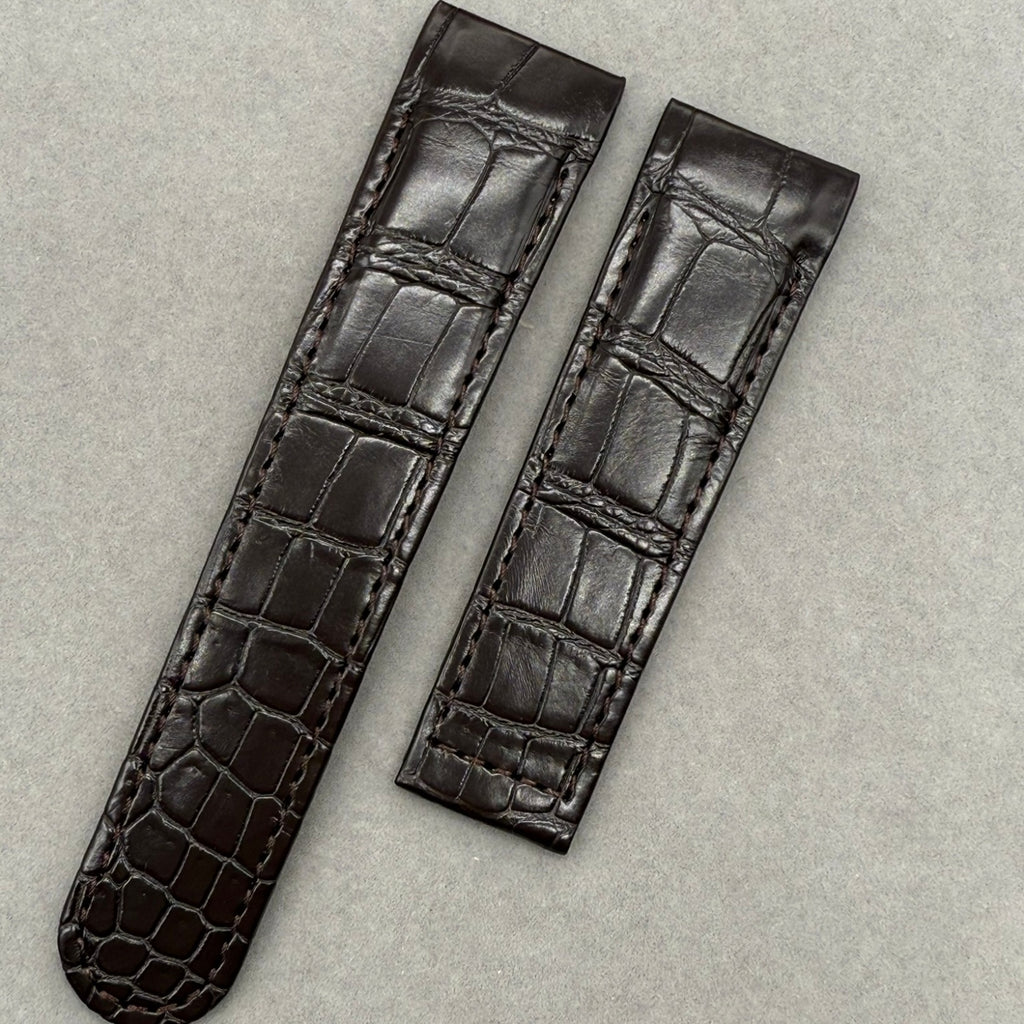 Handcrafted Custom Alligator Leather Watch Strap with Bamboo Texture for EBEL