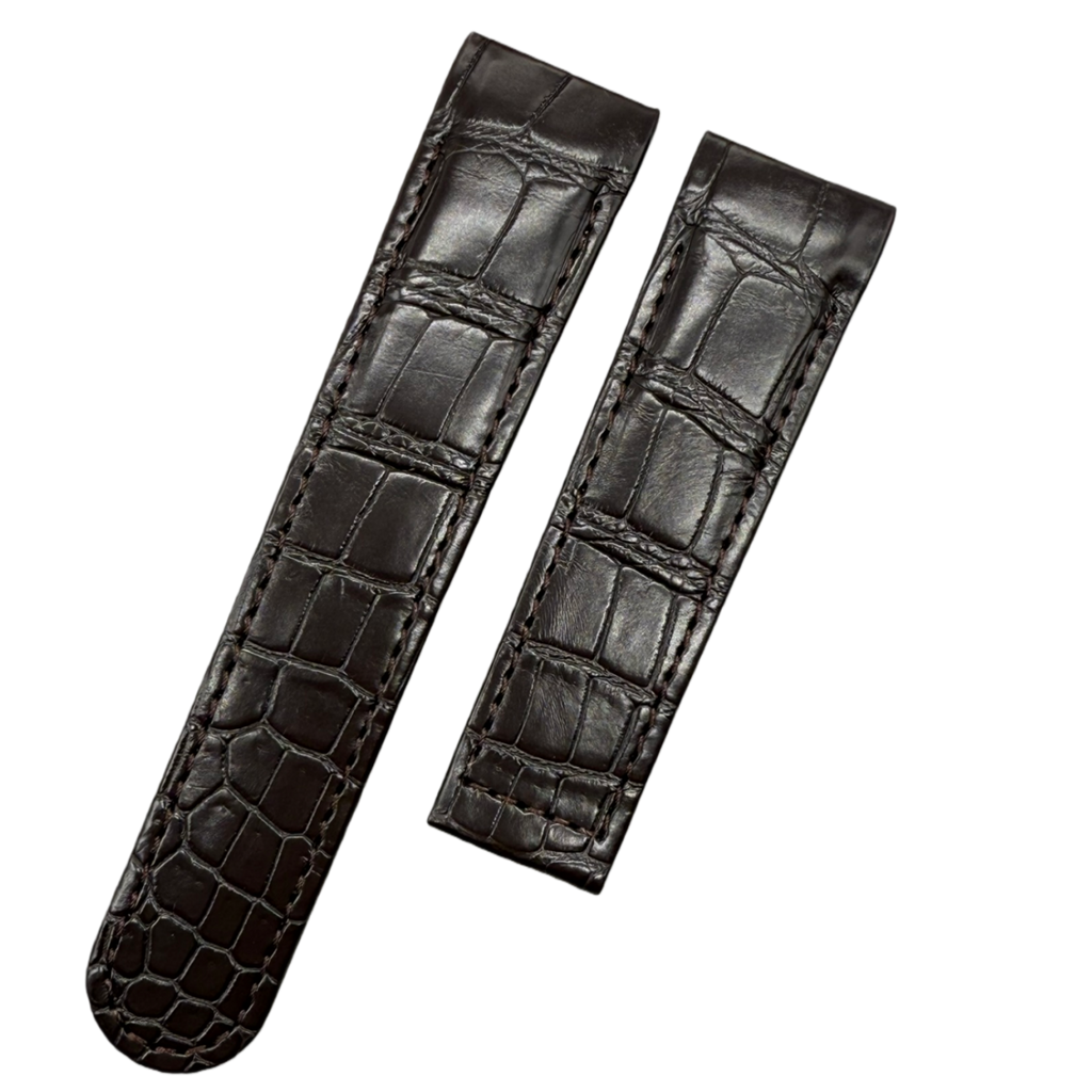 Handcrafted Custom Alligator Leather Watch Strap with Bamboo Texture for EBEL