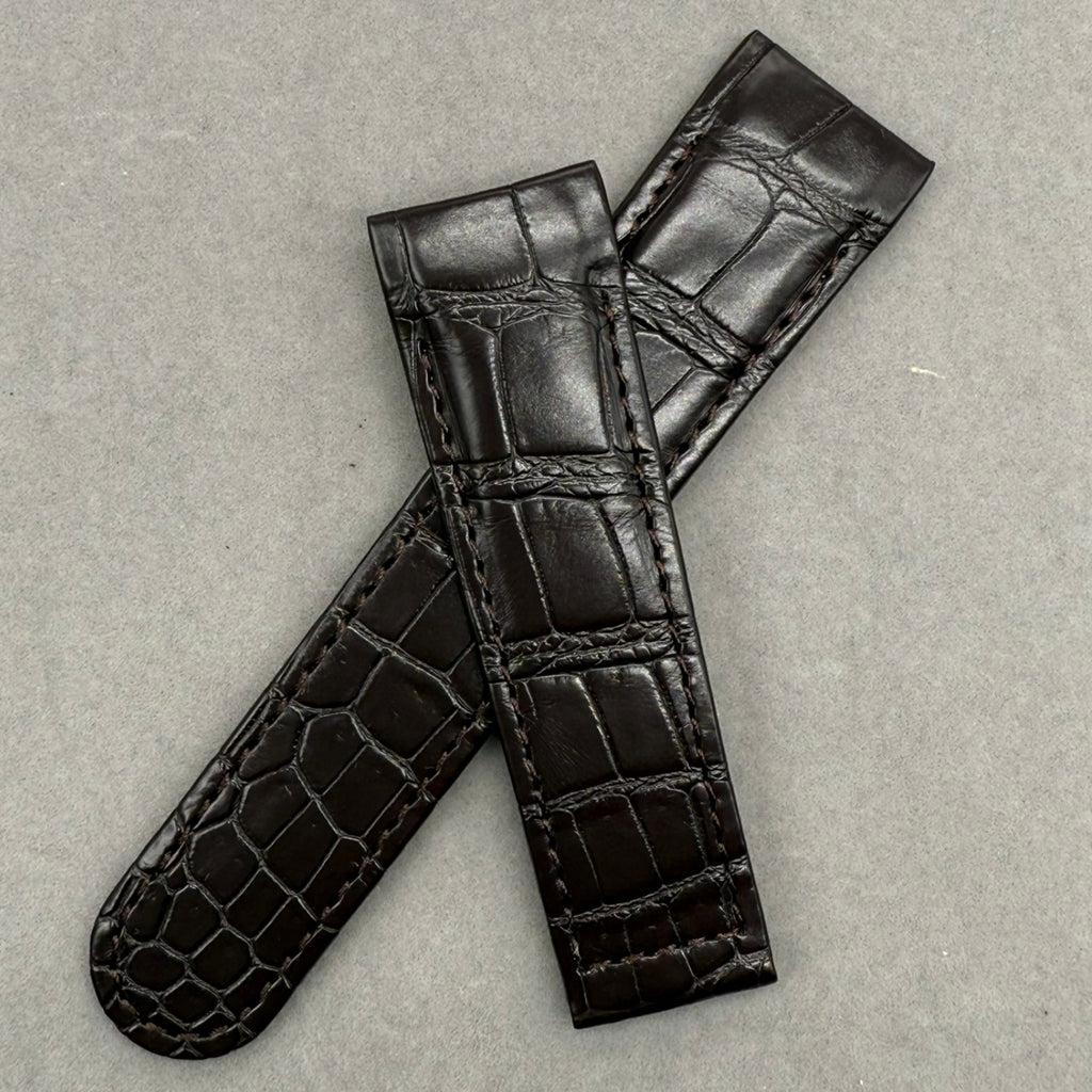 Handcrafted Custom Alligator Leather Watch Strap with Bamboo Texture for EBEL