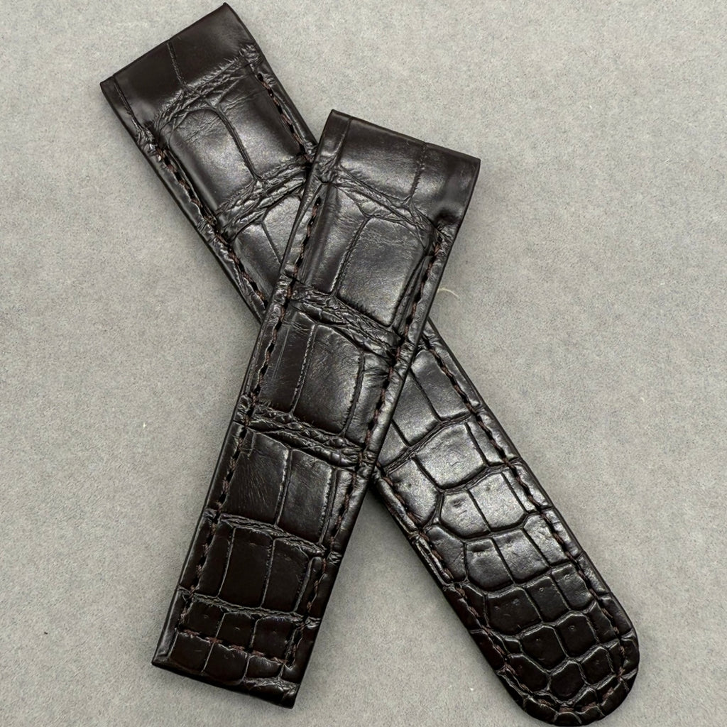 Handcrafted Custom Alligator Leather Watch Strap with Bamboo Texture for EBEL