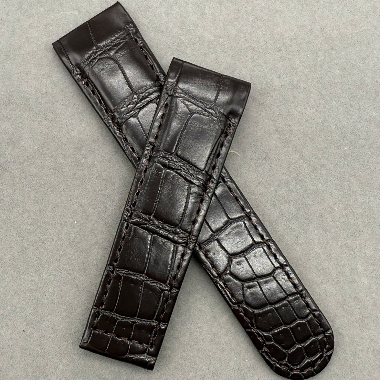 Handcrafted Custom Alligator Leather Watch Strap with Bamboo Texture for EBEL