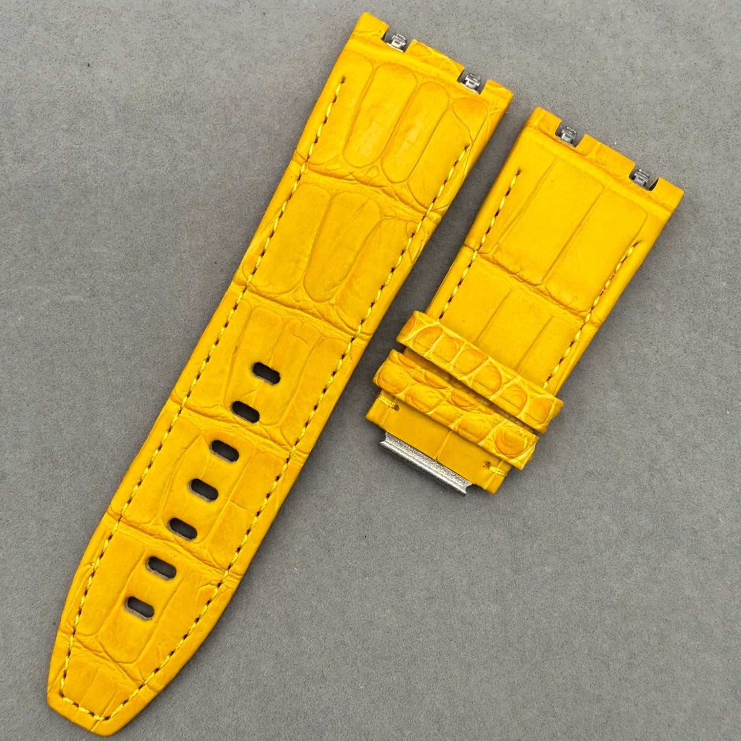Handcrafted Custom Alligator Leather Watch Strap for Audemars Piguet 26240/15720 - Yellow, Quick-Release