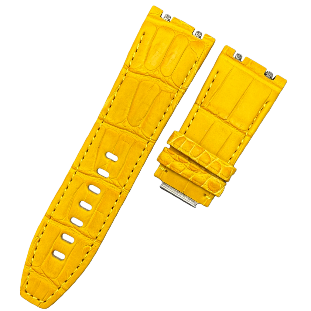 Handcrafted Custom Alligator Leather Watch Strap for Audemars Piguet 26240/15720 - Yellow, Quick-Release