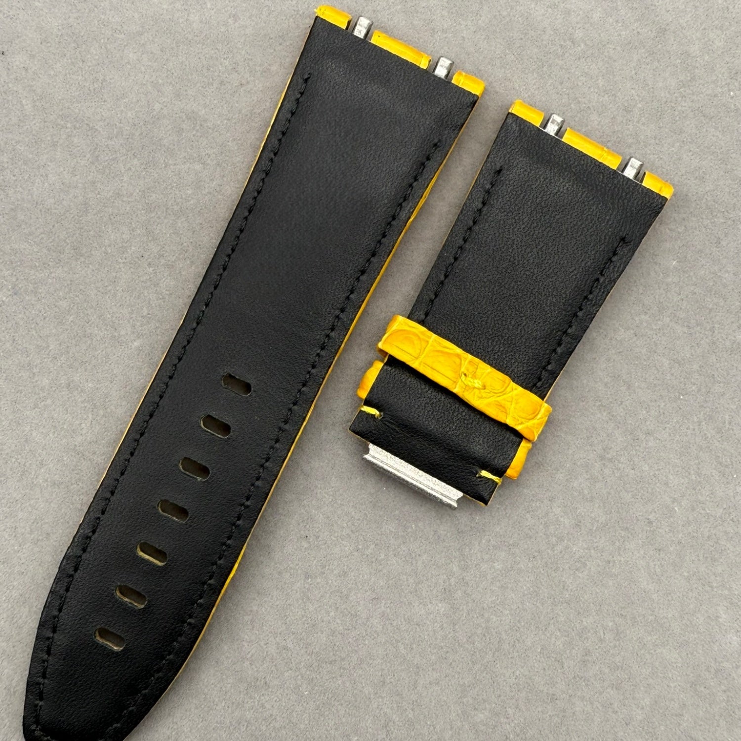 Handcrafted Custom Alligator Leather Watch Strap for Audemars Piguet 26240/15720 - Yellow, Quick-Release