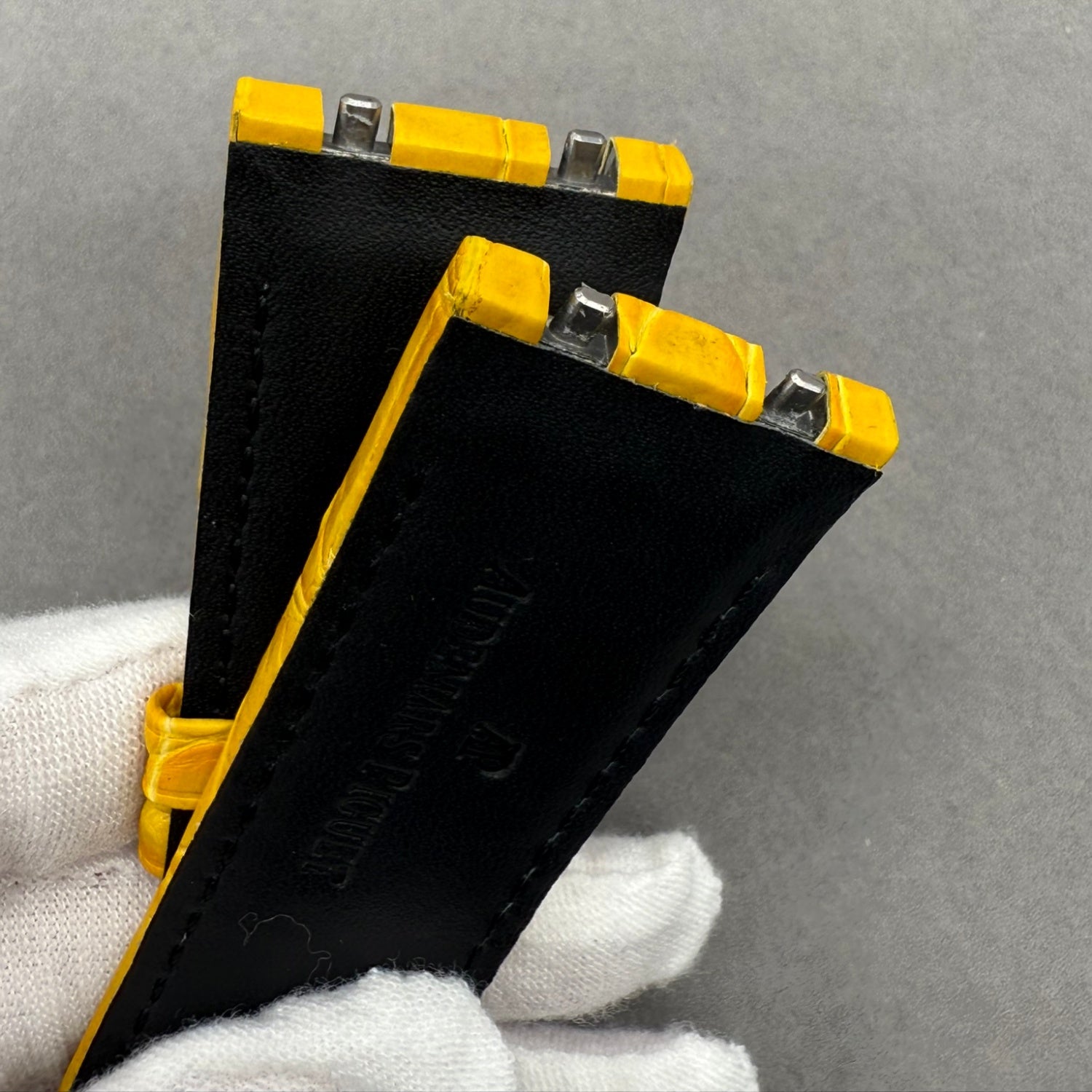 Handcrafted Custom Alligator Leather Watch Strap for Audemars Piguet 26240/15720 - Yellow, Quick-Release