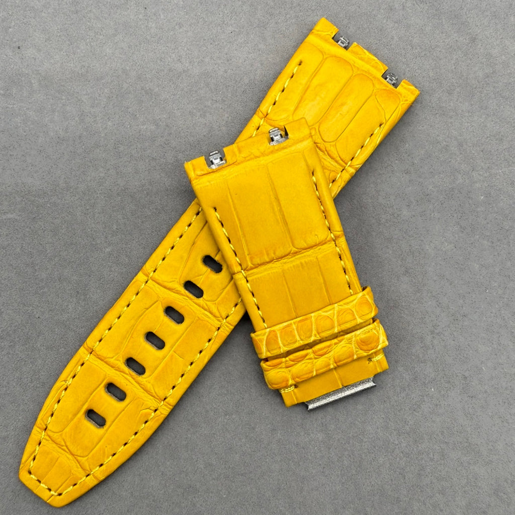 Handcrafted Custom Alligator Leather Watch Strap for Audemars Piguet 26240/15720 - Yellow, Quick-Release