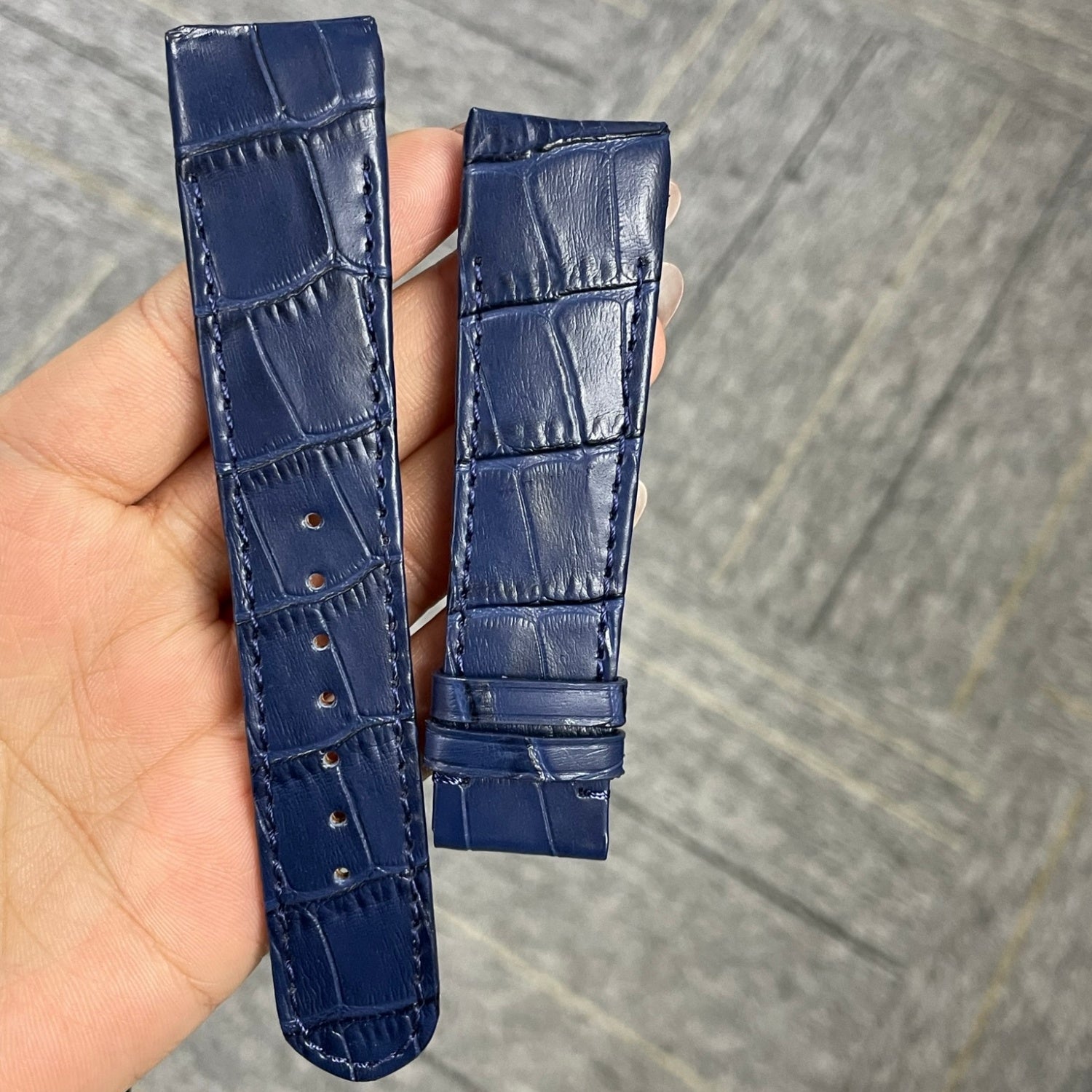 Custom Handmade Orange Cowhide Leather Watch Strap with Buckle for Ulysse Nardin Bubble Series