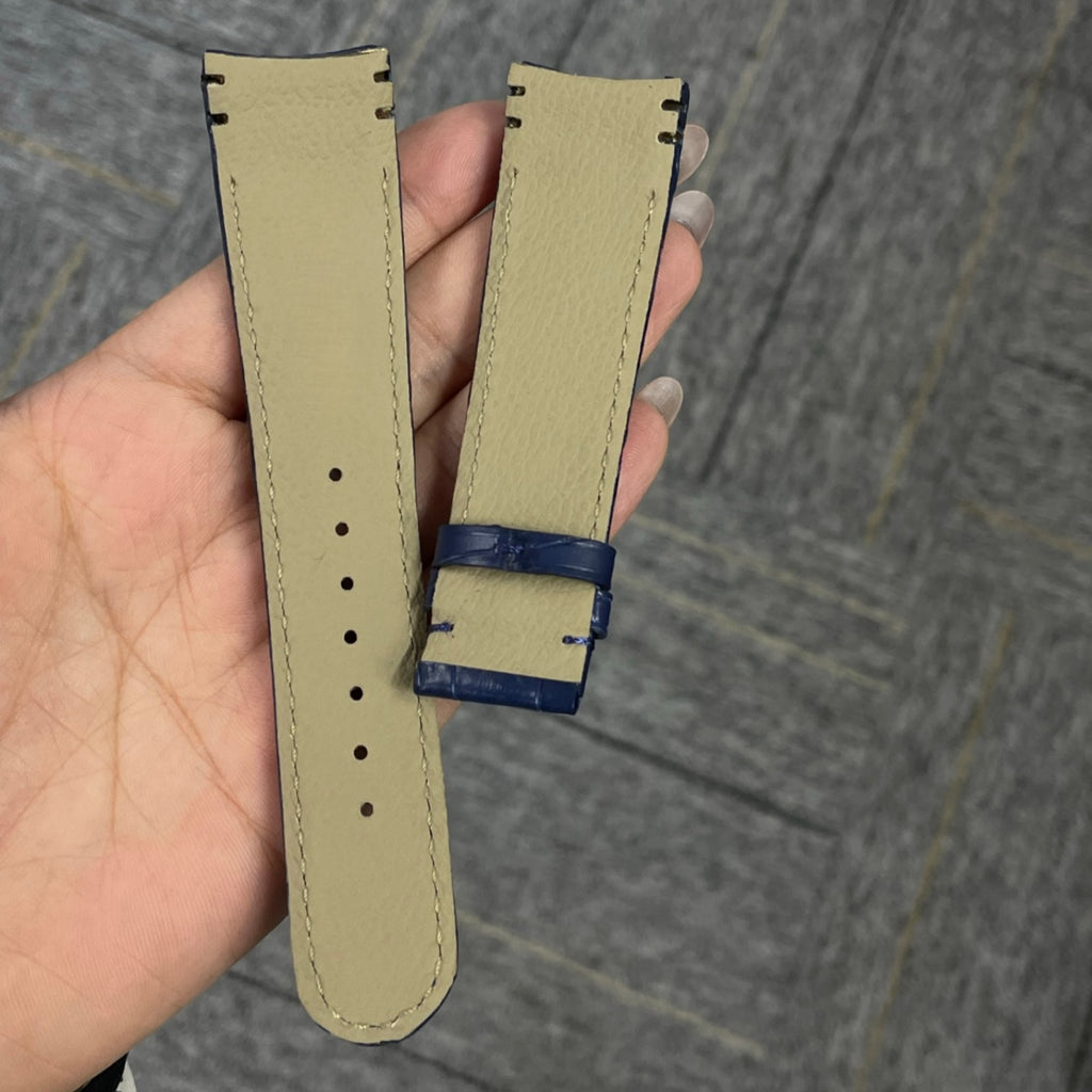 Custom Handmade Orange Cowhide Leather Watch Strap with Buckle for Ulysse Nardin Bubble Series