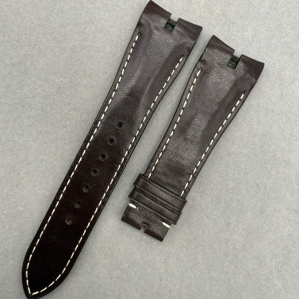 Handcrafted Custom Cowhide Watch Strap for Roger Dubuis Excalibur Series DBEX1136 - Deep Brown, Plain Texture